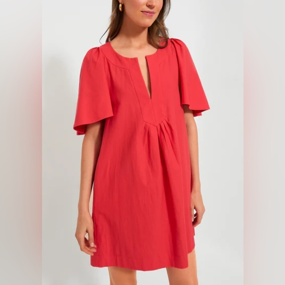 Tuckernuck POMANDER PLACE Red Finley Flutter Sleeve Dress Medium